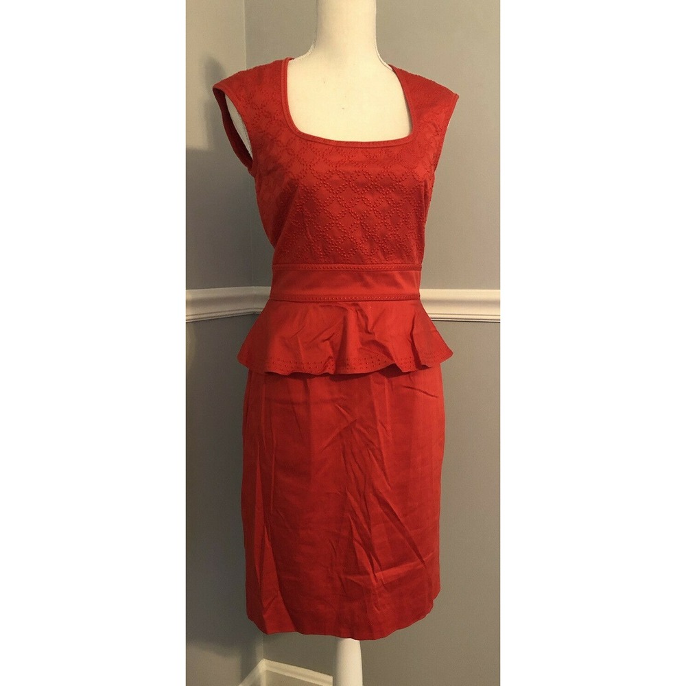 New Antonio Melani Arice dress Women's size 2 Orange Coral sleeveless peplum